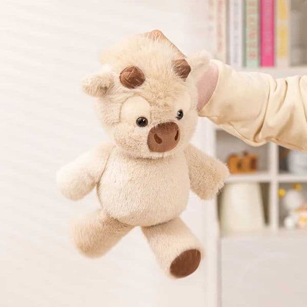 Wholesale Cuddly Plush Toys Cattle High Quality Fluffy Sitting Pose Doll Warm Cozy Children Companion Xmas Gift Home Decor Gift L260522
