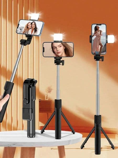 Bluetooth Selfie Stick Tripod with LED Fill Light Remote Extendable Phone Tripod Stand for Live Streaming Vlog Travel Photography Z260522