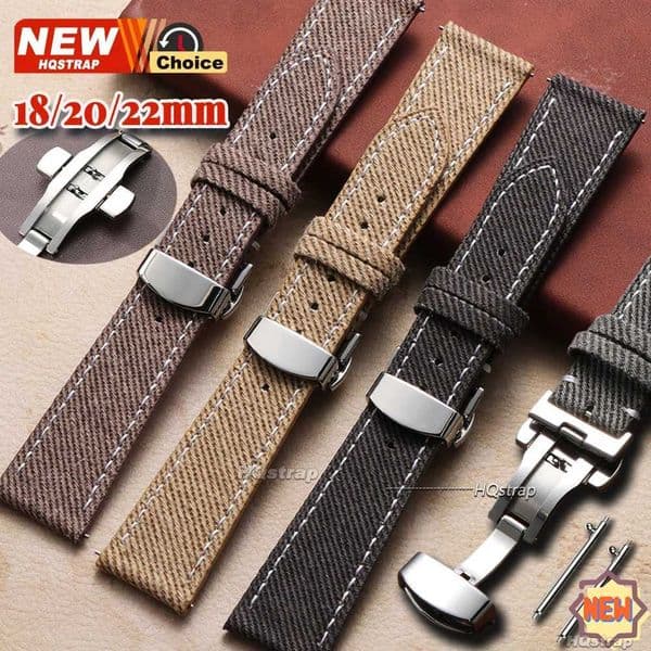 Clasp Smartwatch Leather Denim Style Strap 18mm 20mm 22mm Pin Buckle Watchband for Seiko Bracelet for Rolex for ega J260522