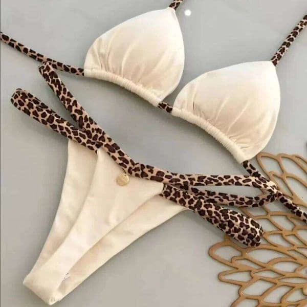 New Women Beach Vacation Swimwear Leopard Printed Sexy Bikini Set Beachwear Swimsuit Thong Bathing Suit Biquinis 26W0522