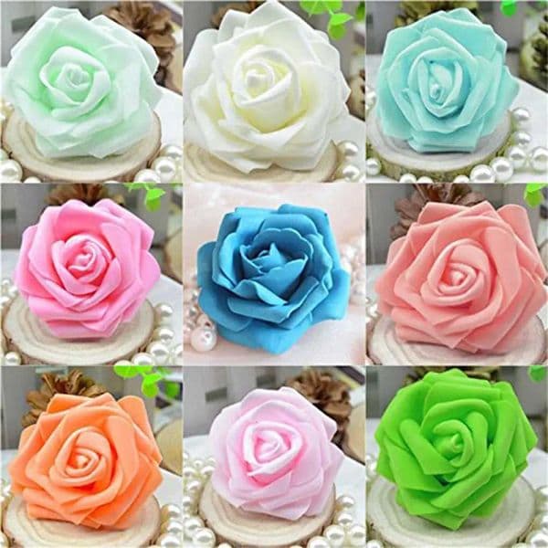 50Pcs 6-7cm Foam Rose Artificial Flower Bouquet Wedding Party Bouquet DIY Decoration Weddings Beautiful Artificial Rose Flowers L260522