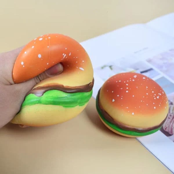 New Burger Stress 3D Squishy Hamburger Toys Decompression Silicone Squeeze Ball Fidget Sensory Toy For Fun 002