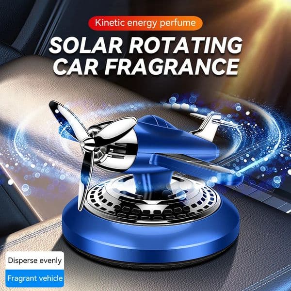 Solar energy powered rotating propeller fighter car air freshener scent perfume airplane fragrance diffuser dashboard aroma men 260520
