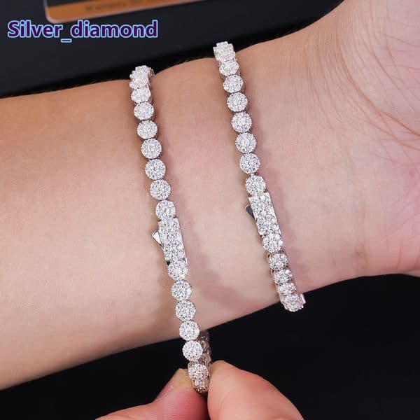 Spot Wholesale High End Brilliant Jewelry Vvs Moissanite Diamond Iced Out Tennis Bracelet 925 Sterling Silver for Men Women Gift