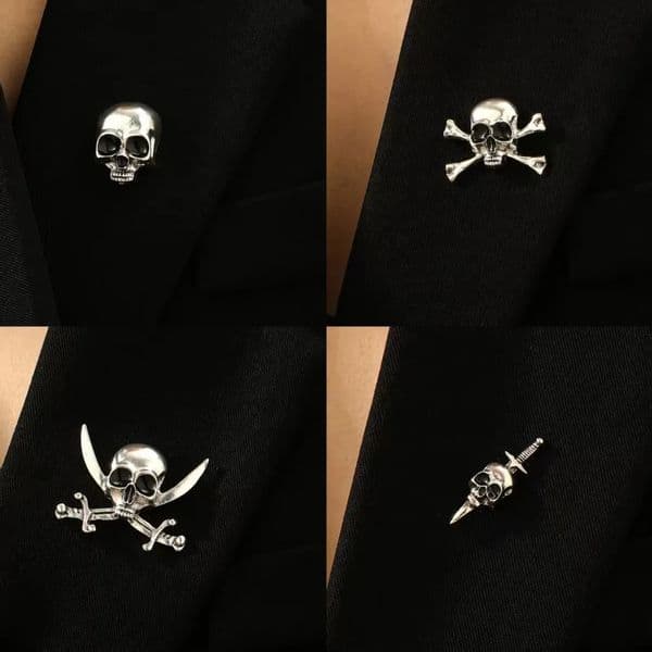 Punk Personality Sliver Color Stereo Terror Skull Broochs for Men Women Halloween Party Gothic Retro Decorative Pin Jewelry Gift 260515