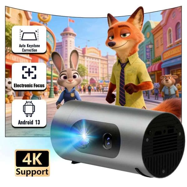 Q8 Android 13 Home WIFI 6 With Speakers Portable Cinema Outdoor Projector Supports Power Bank Charging 26L0522
