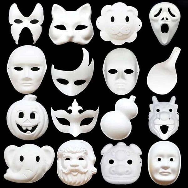 1pcs DIY Painting Pulp Blank White Full Half Face Masquerade Masks Costume Props for Men Women Kids Party Mask W260522