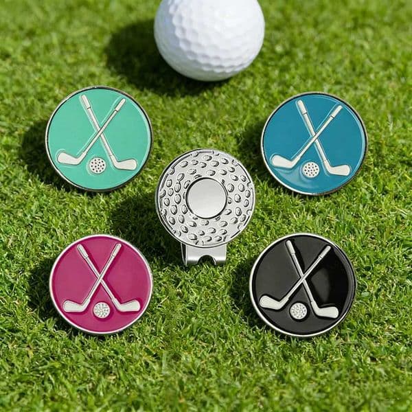 Assorted Patterns Golf Ball Markers Set with Magnetic Hat Clips - Value Gift Pack for Golf Enthusiasts C260522