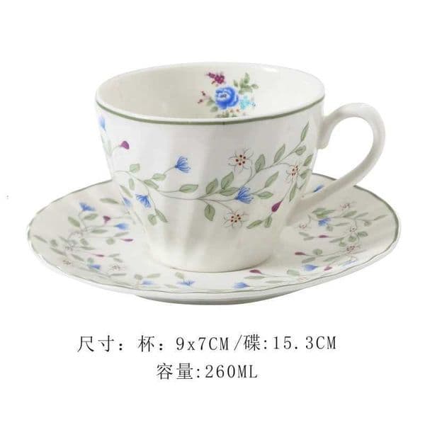 European Coffee Cups and Saucers Set Blue Flowers Pastoral Bone China Afternoon Tea Set Cups Exquisite GiftT260522