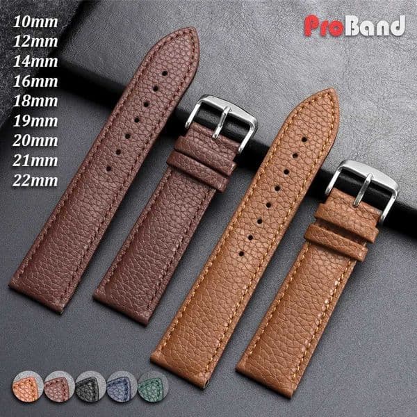 Lychee Pattern Leather Watch Band Universal Green Bracelet 10 12 14 16 18 19 20 21 mm 22mm Mens Wen Watch Straps AccessoriesJ260522