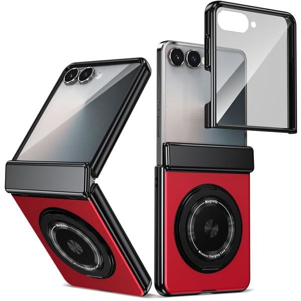 Phone Case For Samsung Galaxy Z Flip 8 Ring Cover Glass Film Support Wireless Charging Wrapped Hinge Protection Alloy Plate Car Mounted Magnetic Attraction