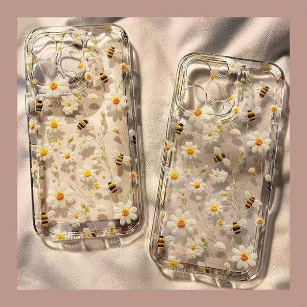 Comfortable Chrysanthemum Bee phone case suitable for Apple 17Promax, iPhone 16 new model, 15Pro fresh style, 14Pro soft