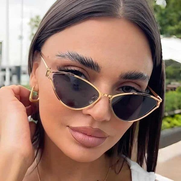 Brand Small Cat Eye Sunglasses Women Luxury 2042 Unique Metal Frame Brown Sun Glasses Trendy UV400 Eyewear Shades Vintage H260522