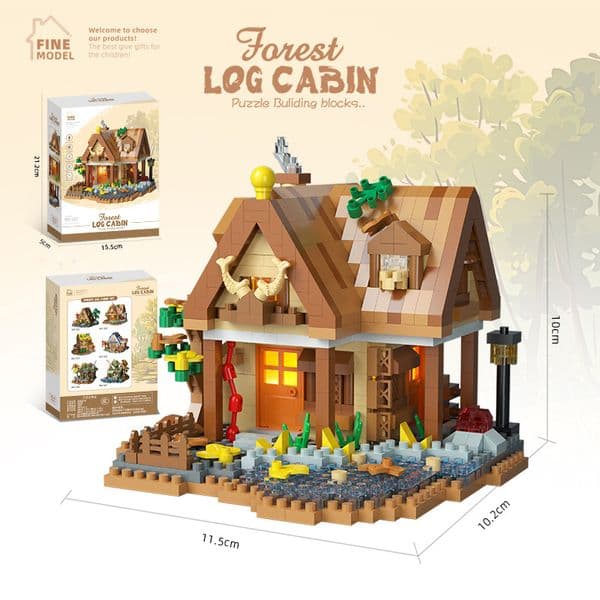 Free shipping Windmill Treehouse Building Blocks Small Wooden Pieces Forest Cabin Puzzle Toy for Kids Bestseller