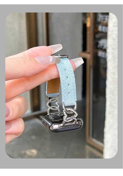 Denim Leather loop Correa For Watch band Series 10/9/8/7/6/5 38mm 40mm 41mm 42mm 44mm 45mm 46mm 49mm Strap J260522