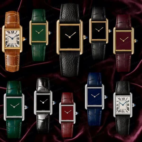 Tank Watch Fashion couple watch simple appearance modeling imported calfskin sapphire inset suitable for party travel golden gene40