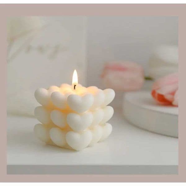 1pc Pastel Heart Cube Soy Wax Scented Candles for Romantic Gifts Aesthetic Home Decor Valentines Day Wedding Decorations H260522