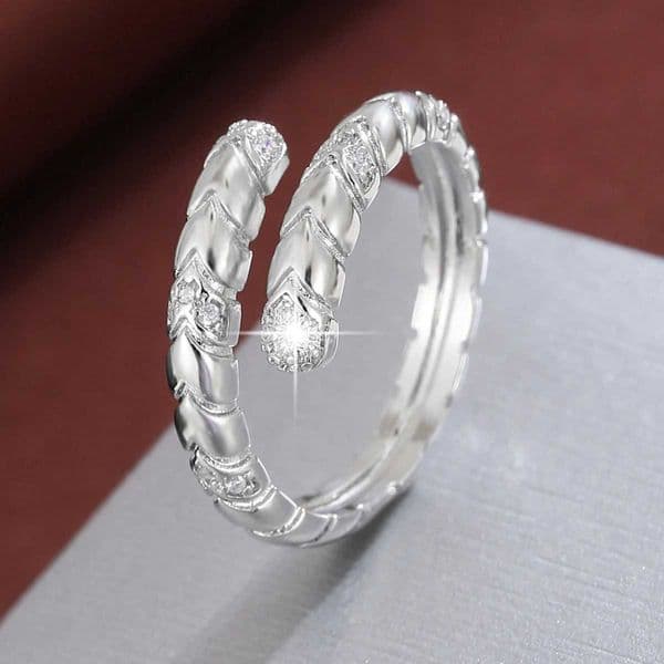 Fashion Serpent Shaped CZ Ring Unique Wrap Around Design Opening ring for Women H260521