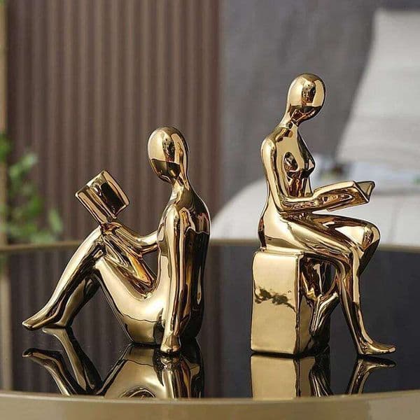 Modern 1Set/2Pcs Ceramic Girl Figure Book BlockBook Shelf Stopper Holder Bookend Home Desktop Study Room Ornament Sculpture 26Y0522