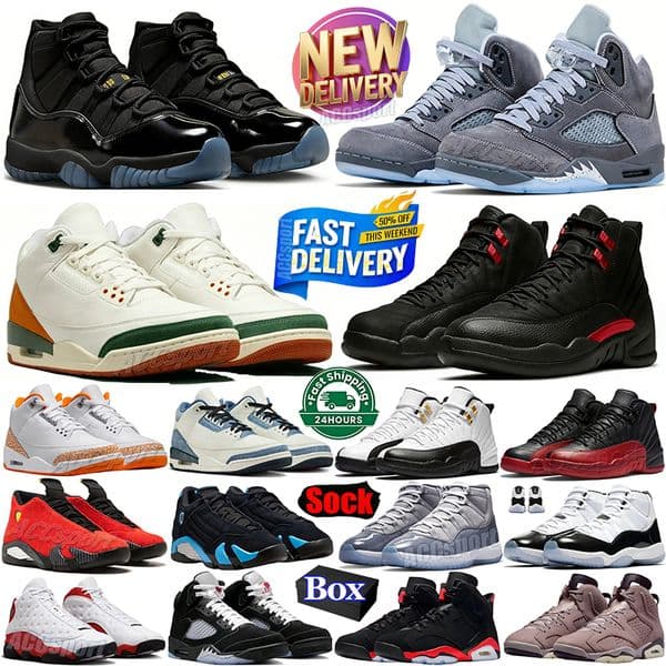With Box 5s 11s 12s Basketball Shoes 11 Gamma Blue Cool Grey 5 Wolf Grey Black Metallic 6s Reverse Infrared 3s Citrus Bloodline men women sneakers trainers sports shoes