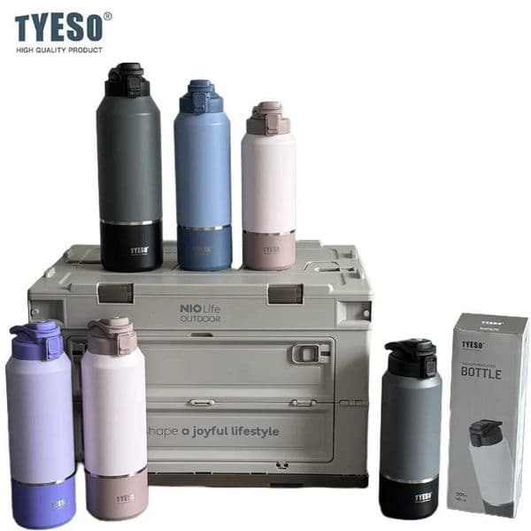 Tyeso 1500ML Large Capacity Vacuum Flasks Water Bottle Travel Mug with Handle Leak-Proof Lid for Outdoor Sports Hiking Drinkware T260520