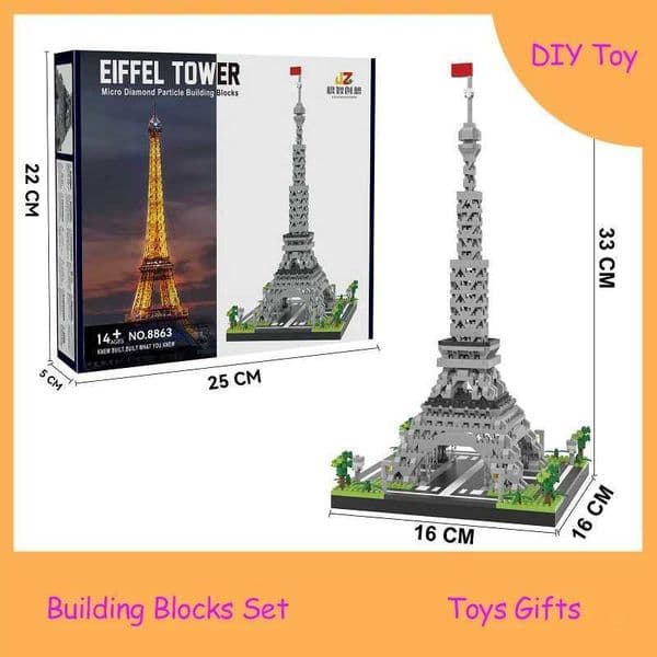 Paris Eiffel Tower Building Blocks Assembly Model Toy Creative Sports Architecture Printed Assemble Bricks Toys GiftsT260522