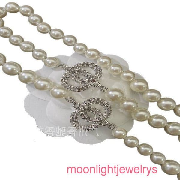 Designer Necklace cc necklace Classic Square Diamond Pearl Sweater Chain Long Layerable Necklace channels necklace