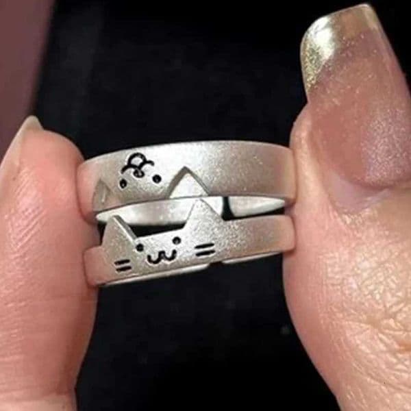 2pcs Kawaii Cat Dog Animal Couple Ring for Women Men 2026 Fashion Size Adjust Lover Rings Valentines Day Party Jewelry GiftsR260522
