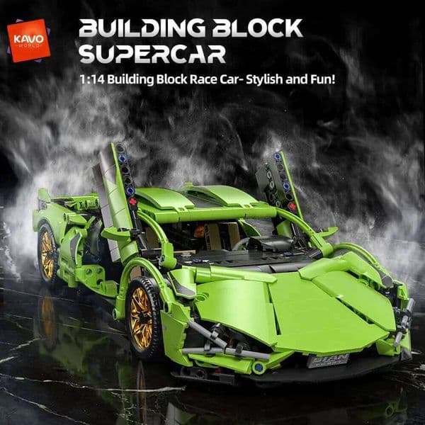 KAVOWORLD 1:14 Technical Building Blocks Racing Model Collectible Car Construction Toys For Boy Desktop Decorations with Box 26L0522