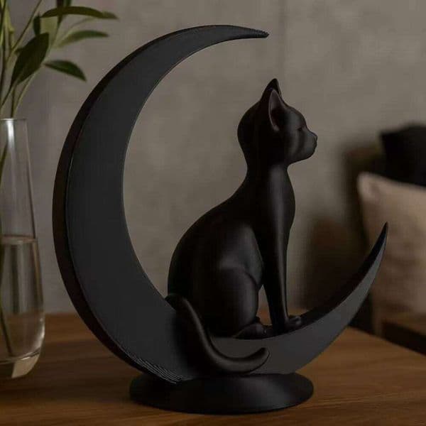 3D Printed Creative Toy Ornaments Moon Decorative Cute Cat Desktop Decoration Crafts Party Home Decor 26Y0522