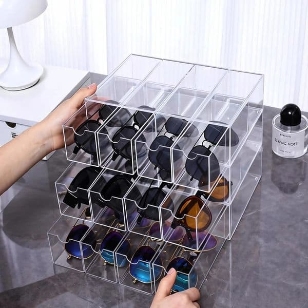 1pc drawer style glasses storage box desktop stackable storage box suitable for sunglasses myopia glasses organizer storage box 260521