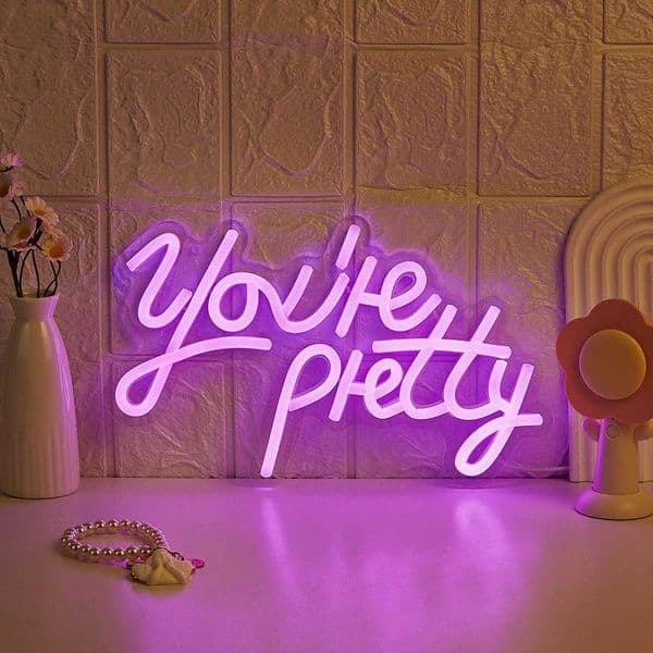 Chi-buy LED Neon Youre Pretty USB Powered Neon Signs Night Light 3D Wall Art Bedroom Living Room Decor Lamp L260522
