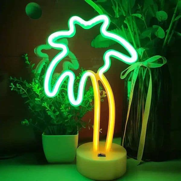 Coconut Neon Signs with Base LED Light Atmosphere Lighting for Wall Night Lamp for Birthday Party E-sports Room Decor Camping L260522