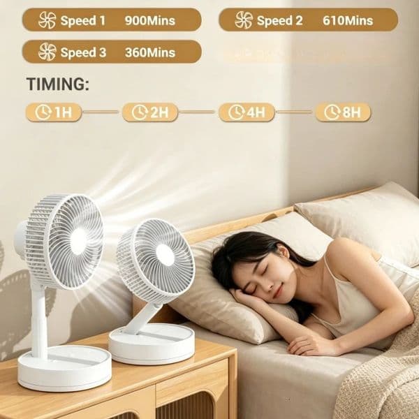 Portable Oscillating Fan 8-Inch 4-Speed Strong Airflow Foldable Desk Fan for Home Office Outdoor Personal Cooling 260520