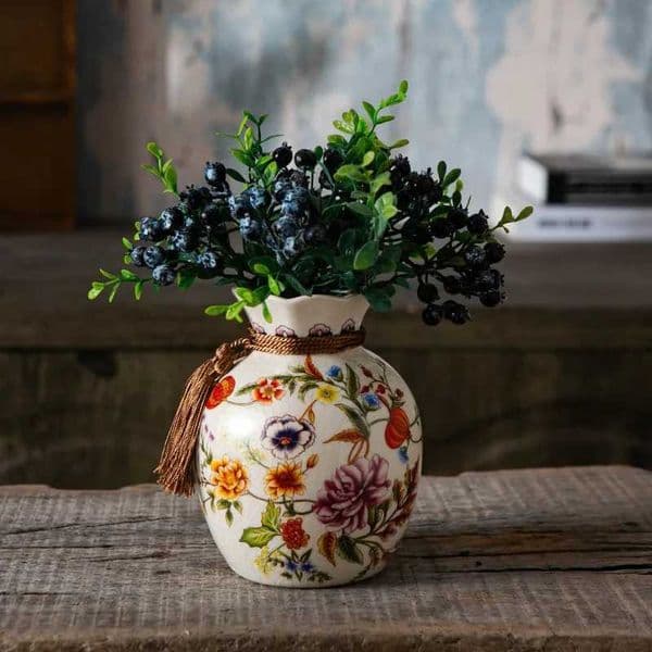 American Retro Ceramic Vase Creative Blessing Bag Style New Chinese Decoration Living Room Dining Table Desktop Small Vase L260521