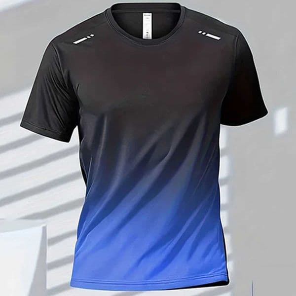 Mens T-shirts Sports T-shirt Quick-drying Gradient Short Sleeve Tees Outdoor Workout Basketball Training Running men clothes M260523
