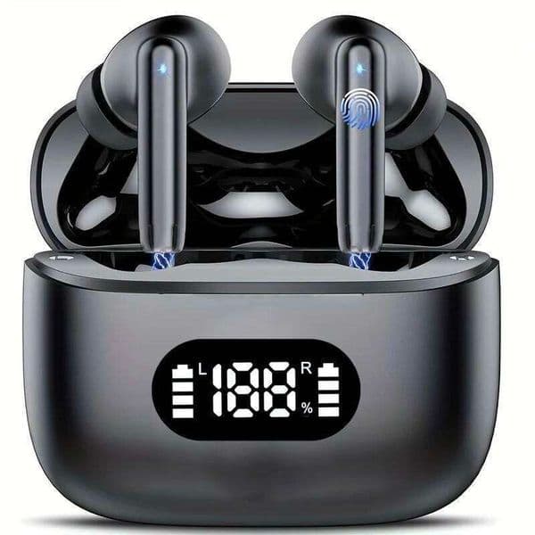 Wireless Earphone 40dB Noise Cancelling BT 5.3 Headphone 6 Mic ENC with LED Display HD Call TWS Earbuds Transparency Mode 26Y0523