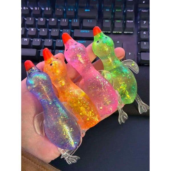 1Pc Glitter Crystal Swan Duck Squishy Slow Rising Soft Stress Relief Squeeze Toy, Portable Mini Desk Ornament, 26L0523