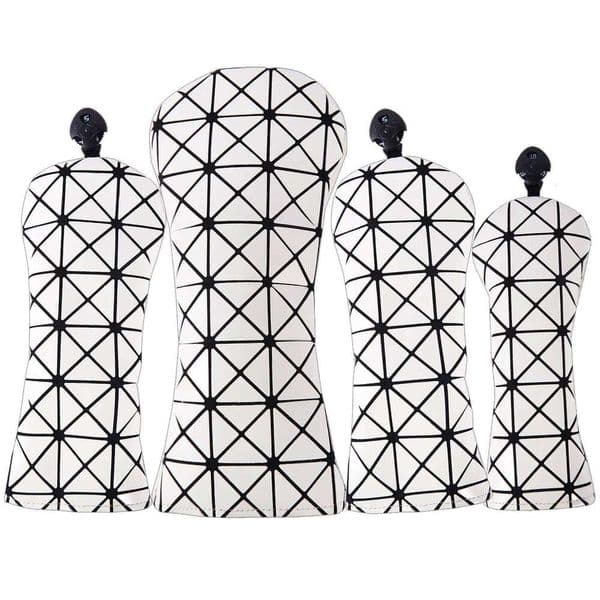 White Laser Premium Leather Covers Set Golf Club covers for Driver Fairway Wood covers with Number Tags 26Y0523