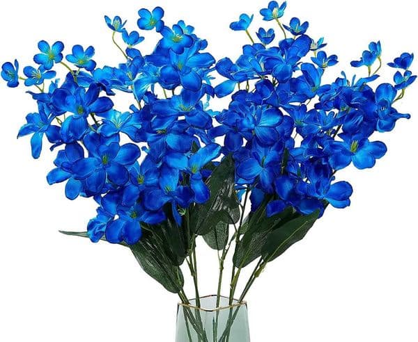 10pcs Artificial Orchids Flowers Blue Long Stems in Bulk for Wedding Home L260522