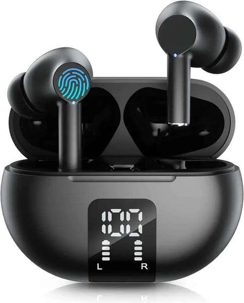 Wireless Earphone BT 5.3 Headphone 60H Playback LED Power Display Ear Buds Mic Noise Cancellation Stereo Sound Earphones 26Y0523