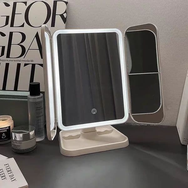 Trifold Makeup Mirror LED Lights Dorm Dressing Beauty Light up your fill light with Smart Complementary Tri 260521
