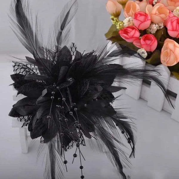 Womens Fashion Flower Feather Bead Corsage Hair Clip Bridal Hairband Brooch Pin Brida Barrettes Hair Accessories Jewelry M260522