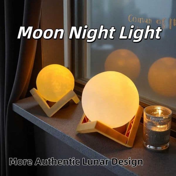 Led Moon Lamp Night Light With Stand Bedroom Gift Decor Print 6cm/8cm Lamps Battery Powered Table Romantic 3d Lights M260522