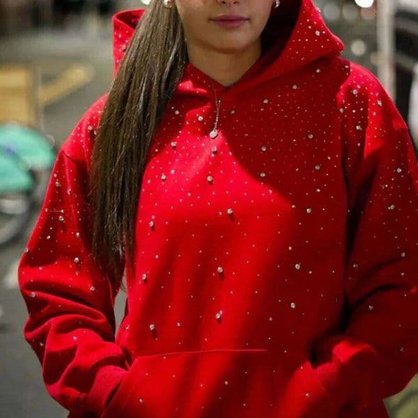 New hooded sports pullovers and diamond printed couple style streetwear for winter 2025, INS 26L0523