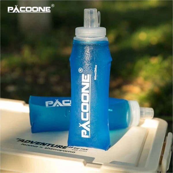 PACOONE Camping 600ml Soft Water Bottle Drinking Sport Folding Bag Flask Outdoor Running Hydration Pack Waist Bicycle BPA Free 26W0523