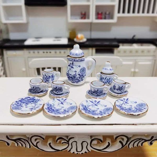 15 pieces/set Mini Story Mini Ceramic Tea Set Dollhos Dollhouse Play Toys Miniature Food Toys L260521