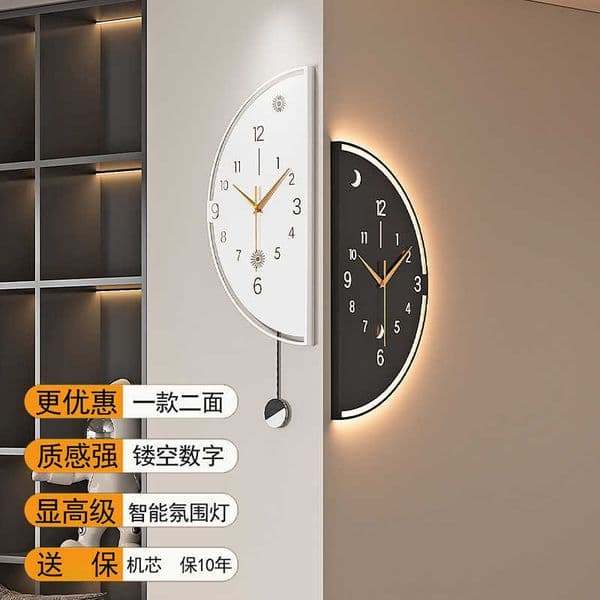 2025 New Modern Wall-Mounted Corner Double-Sided Clock Home Corner Clock Silent Dining Clock Wall Clock Living RoomL260523MN5N