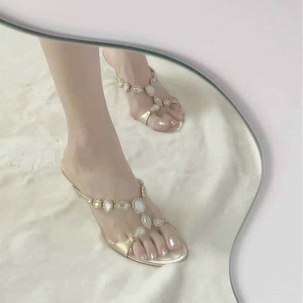 RC Same Style Vintage Shoes Gold High Heels 2025 Summer New Chain Roman Open Toe Sandals Women Thin Heel X260522