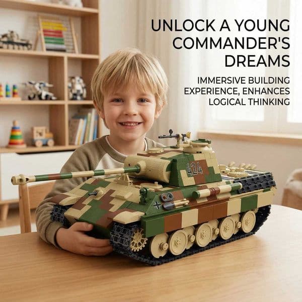 German WWII Panther Ausf G 424 Tank Building Blocks WWII Panzer V Tank Model Assembly Bricks Toy Birthday Gift for Kids and AdJ260523